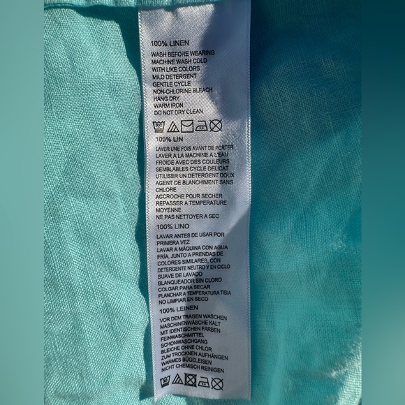 Tommy Bahama 100% Linen Aqua Shift Dress with Frayed Hem - Size XL - Picture 6 of 6